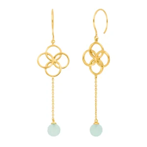 Ohrhänger Clover Charm, Aqua Chalzedon, 18 K Gelbgold vergoldet-LEAF Discount