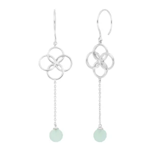 Ohrhänger Clover Charm, Aqua Chalzedon, 925 Sterlingsilber-LEAF Clearance
