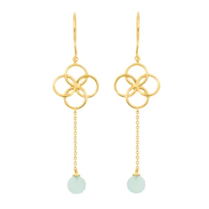 Ohrhänger Clover Charm, Aqua Chalzedon, 18 K Gelbgold vergoldet-LEAF Discount