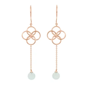 Ohrhänger Clover Charm, Aqua Chalzedon, 18 K Rosegold vergoldet-LEAF Hot