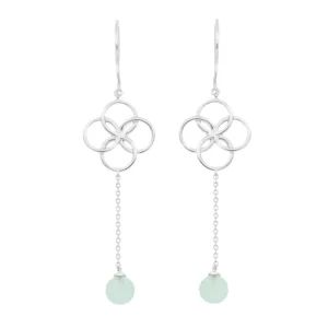 Ohrhänger Clover Charm, Aqua Chalzedon, 925 Sterlingsilber-LEAF Clearance