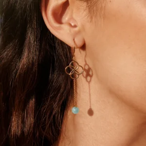 Ohrhänger Clover Charm, Aqua Chalzedon, 925 Sterlingsilber-LEAF Clearance