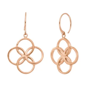 Ohrhänger Clover Charm Duo, 18 K Rosegold vergoldet-LEAF Discount