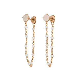 Ohrhänger Flying Gem, Perle/Rosenquarz, 18 K Rosegold vergoldet-LEAF Discount