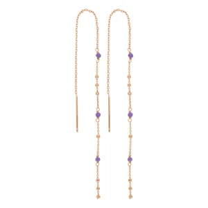Ohrhänger Flying Gems, Amethyst, 18 K Rosegold vergoldet-LEAF New