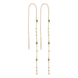 Ohrhänger Flying Gems, Grüner Achat, 18 K Rosegold vergoldet-LEAF Sale