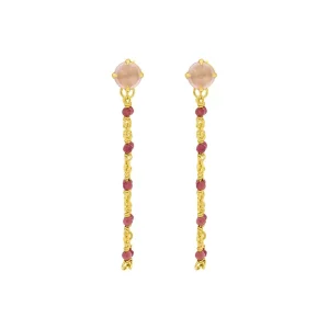 Ohrhänger Flying Gems, Rosenquarz, 18 K Gelbgold vergoldet-LEAF Hot