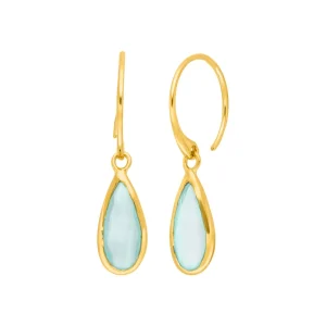 Ohrhänger Gem Drop, Aqua Chalzedon, 18 K Gelbgold vergoldet-LEAF Hot