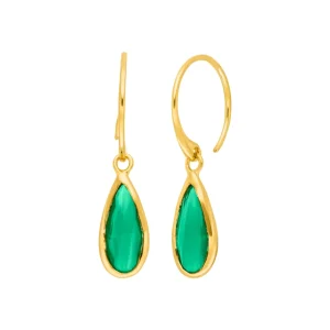 Ohrhänger Gem Drop, Grüner Achat, 18 K Gelbgold vergoldet-LEAF Discount