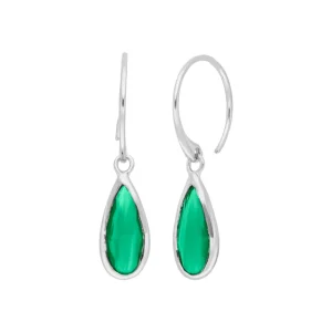 Ohrhänger Gem Drop, Grüner Achat, 925 Sterlingsilber-LEAF New