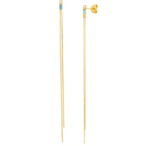 Ohrhänger Glamour, Blue/White Topas, 18 K Gelbgold vergoldet-LEAF New