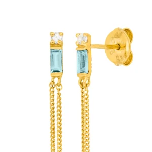 Ohrhänger Glamour, Blue/White Topas, 18 K Gelbgold vergoldet-LEAF New