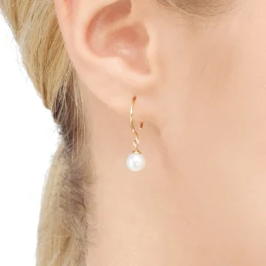 Ohrhänger Single Pearls, 14 Karat Gelbgold-LEAF Hot