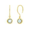 Ohrhänger Solitär, Blauer Topaz, 18 K Gelbgold vergoldet-LEAF Fashion