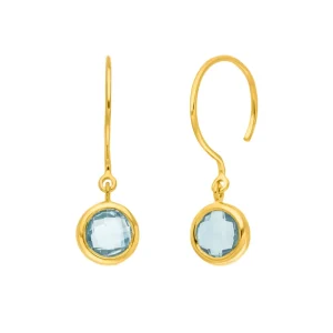 Ohrhänger Solitär, Blauer Topaz, 18 K Gelbgold vergoldet-LEAF Fashion