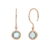 Ohrhänger Solitär, Blauer Topaz, 18 K Rosegold vergoldet-LEAF Discount