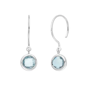 Ohrhänger Solitär, Blauer Topaz, 925 Sterlingsilber-LEAF Sale