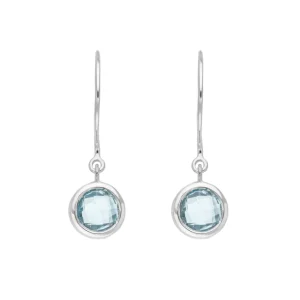 Ohrhänger Solitär, Blauer Topaz, 925 Sterlingsilber-LEAF Sale