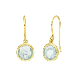 Ohrringe Blauer Topas, 14 Karat Gelbgold-LEAF Hot
