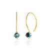 Ohrringe Cabochon, Blaue Topas, 14 Karat Gelbgold-LEAF Sale