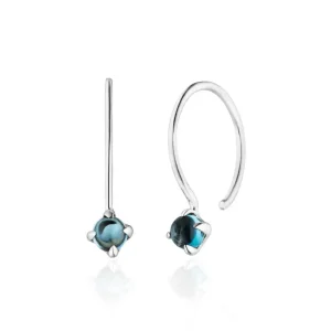 Ohrringe Cabochon, Blaue Topas, 14 Karat Weißgold-LEAF Outlet
