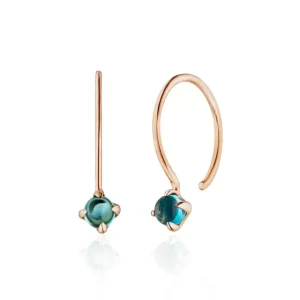 Ohrringe Cabochon, Blaue Topas, 14 Karat Rosegold-LEAF Outlet