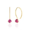 Ohrringe Cabochon, Rubin, 14 Karat Gelbgold-LEAF Clearance