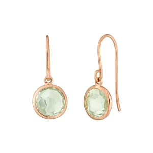 Ohrringe Grüner Amethyst, 14 Karat Rosegold-LEAF Fashion