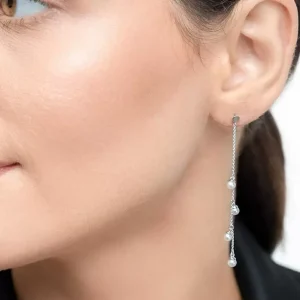 Ohrringe Perle Kette, 14 Karat Weißgold-LEAF Sale