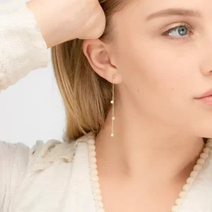 Ohrringe PURE Chain mit Diamanten, 18 Karat Gelbgold-LEAF Discount