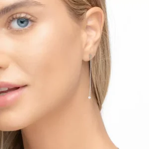 Ohrringe PURE Kette, 18 Karat Weißgold-LEAF Discount
