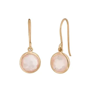 Ohrringe Rosenquarz, 14 Karat Rosegold-LEAF New