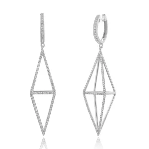 Ohrringe Trapez mit Diamanten, 18 Karat Weißgold-LEAF Clearance