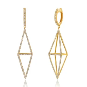 Ohrringe Trapez mit Diamanten, 18 Karat Gelbgold-LEAF Outlet