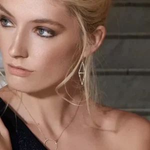 Ohrringe Trapez mit Diamanten, 18 Karat Weißgold-LEAF Clearance