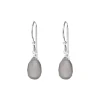 Ohrringe Tropfen, 925 Sterlingsilber, Grauer Achat-LEAF Hot