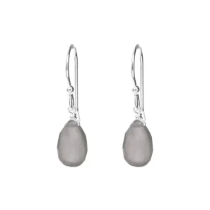 Ohrringe Tropfen, 925 Sterlingsilber, Grauer Achat-LEAF Hot