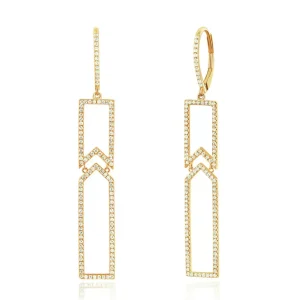 Ohrringe Unique mit Diamanten, 18 Karat Gelbgold-LEAF Fashion