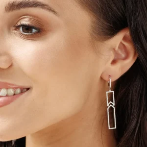 Ohrringe Unique mit Diamanten, 18 Karat Weißgold-LEAF Online