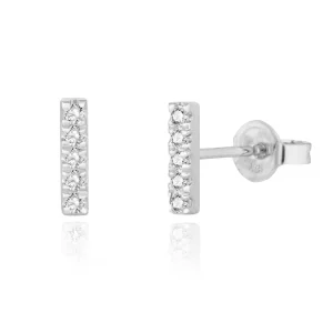 Ohrstecker Bar mit Diamanten, 18 Karat Weißgold-LEAF Hot
