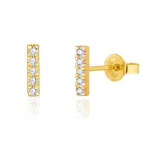 Ohrstecker Bar mit Diamanten, 18 Karat Gelbgold-LEAF Best