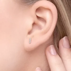 Ohrstecker Bar mit Diamanten, 18 Karat Weißgold-LEAF Hot