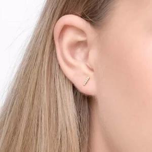 Ohrstecker Bar mit Diamanten, 18 Karat Gelbgold-LEAF Best