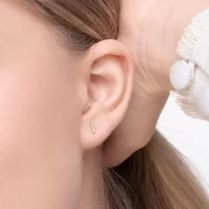 Ohrstecker Bar mit Diamanten, 18 Karat Gelbgold-LEAF Best