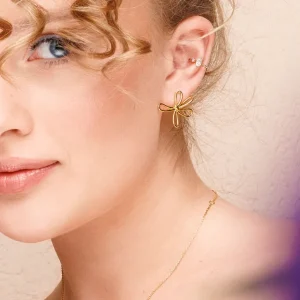 Ohrstecker Blossom, groß, 18 K Gelbgold vergoldet-LEAF Hot