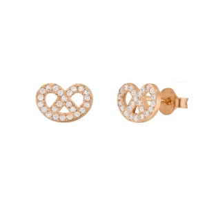 Ohrstecker Brezn mit Zirkonia, 18 K Rosegold vergoldet-LEAF Clearance