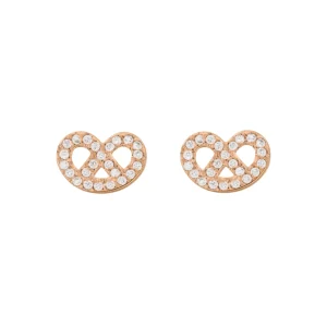Ohrstecker Brezn mit Zirkonia, 18 K Rosegold vergoldet-LEAF Clearance
