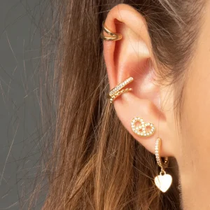 Ohrstecker Brezn mit Zirkonia, 18 K Rosegold vergoldet-LEAF Clearance