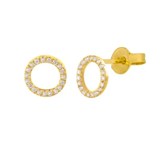 Ohrstecker Circle mit Diamanten, 18 Karat Gelbgold-LEAF Clearance