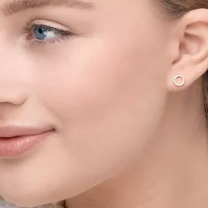 Ohrstecker Circle mit Diamanten, 18 Karat Rosegold-LEAF Best